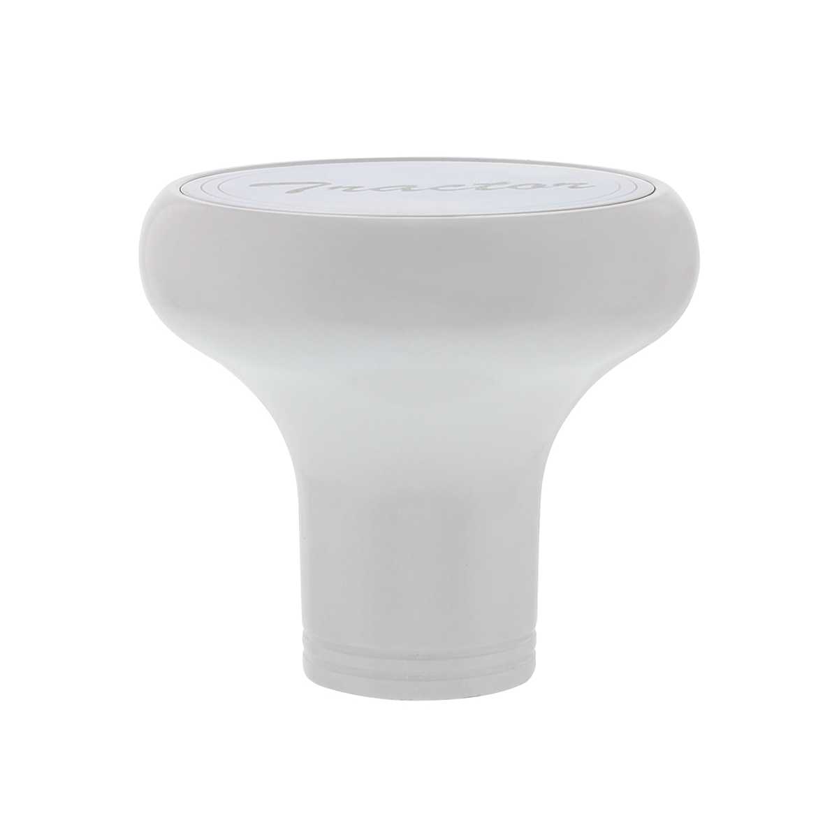 Deluxe Aluminum Screw-on Air Valve Knob W/ Stainless Tractor Plaque Pearl White - 22956