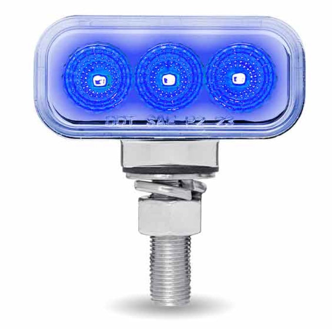 Amber/Red Clearance Marker to Blue Auxiliary 1.5″ x 3″ Mini Double Face Rectangular Light - TLED-DR1XB