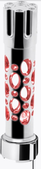 Austin Style Gun Cylinder Gearshift Knob With LED 9/10 Speed Adapter - Chrome/Red LED - 70741