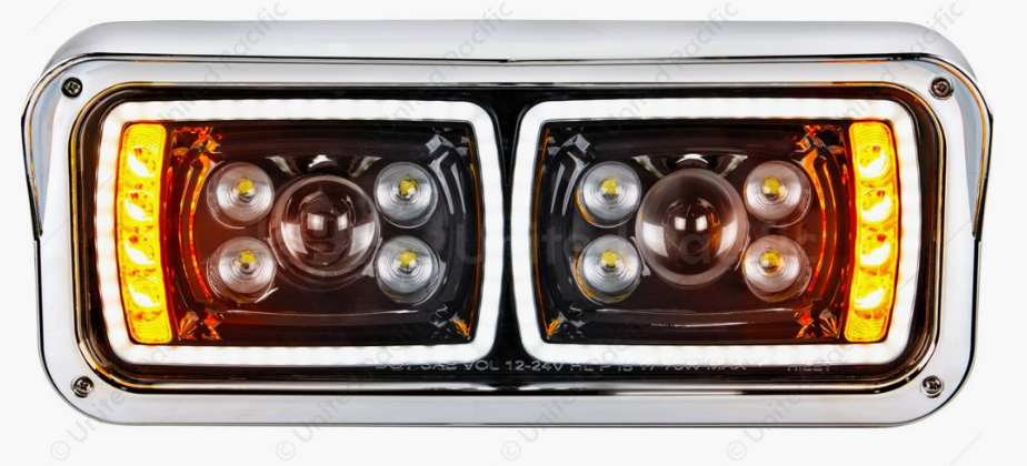 10 High Power LED "Blackout" Projection Headlight With LED Turn Signal & Position Light Bar - Passenger - 35826