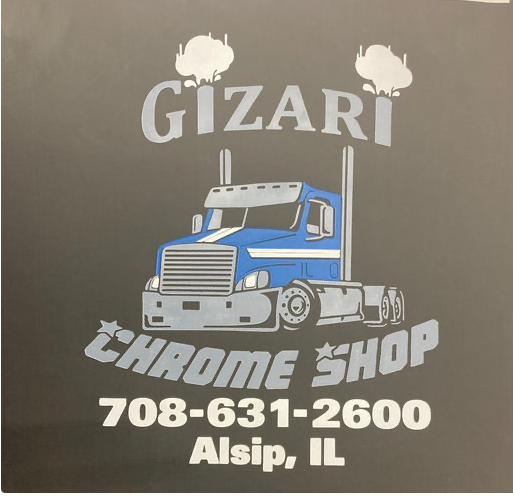 Mud Flap Black Plastic 24x24 Whit 3 color Gizari Chrome Shop logo - 24MF24X24BGZRI