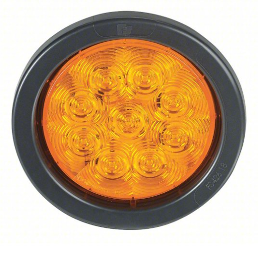 4" Stop,Turn &Tail Sealed 10 Led Light Amber 12/24V, Flashing W/Grommet And Pigtail - 8028A