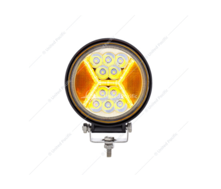 4.5" 24 High Power LED Work Light with "X" Amber Light Guide - 36454