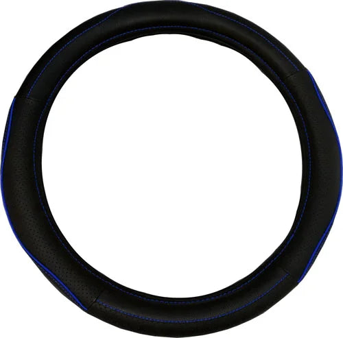 18 Inch Steering Wheel Cover Blue Trim and Blue Stitching - 65227