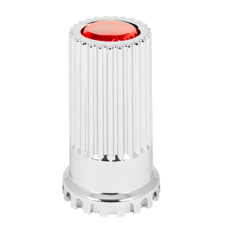 Bullet Flat Top Red Reflector chrome Plastic 33MM x 4 Inch Lug Nut Cover Screw-on - 10369