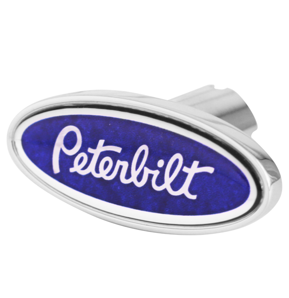 Oval Chrome Air Valve Knob With Peterbilt Logo Blue - CK-PB-LS-7747