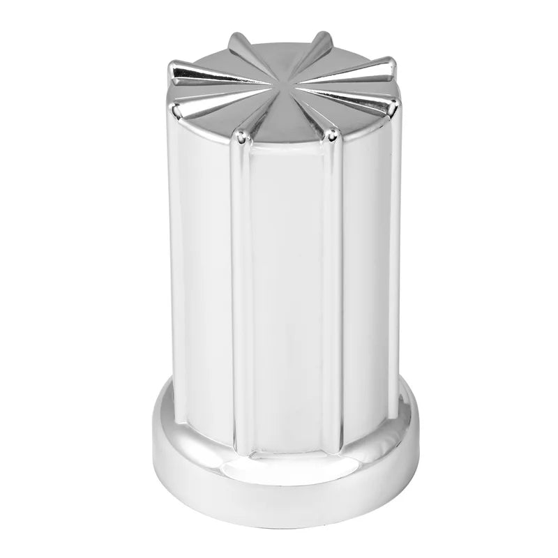 8 Spoke Sonic Flat Top 33MM x 3-3/8 Inch Chrome Plastic Lug Nut Cover Push-on - 10233