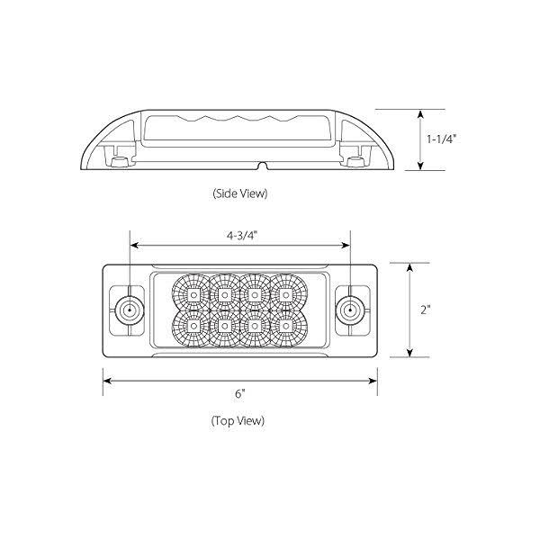 Rectangular 4 LED Light Red - 9025EOPR