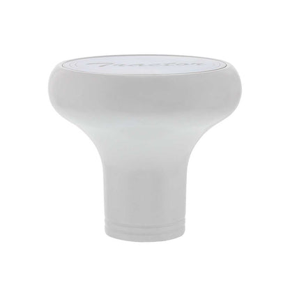 Deluxe Aluminum Screw-on Air Valve Knob W/ Stainless Tractor Plaque Pearl White - 22956