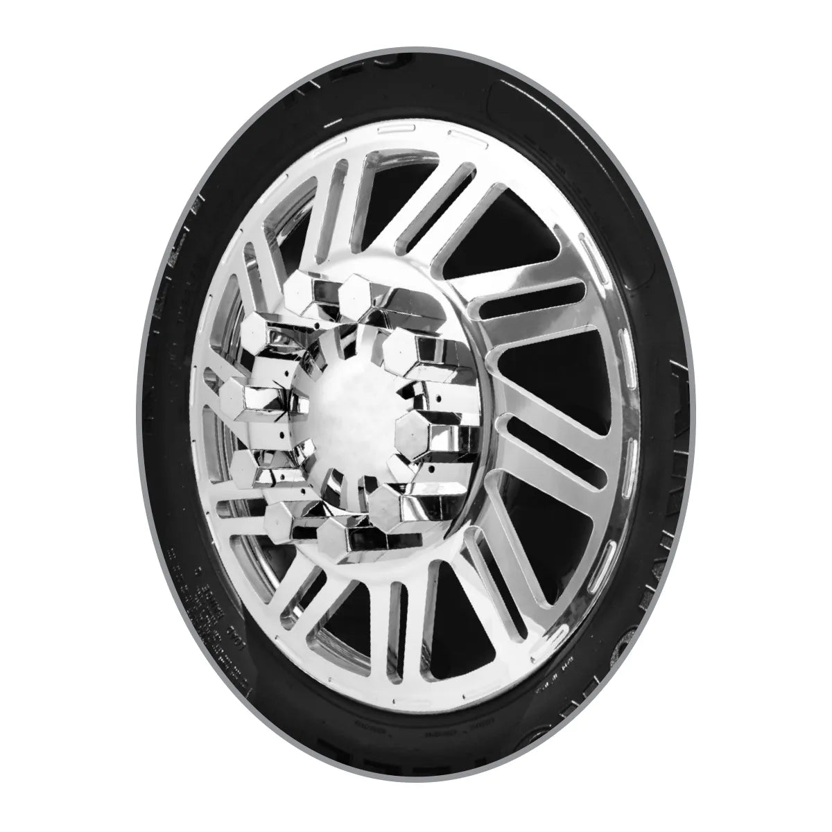 Hex Flat Top Style Chrome Plastic 33MM x 5 Inch Lug Nut Cover Push-on  -  10224