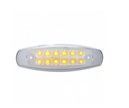12 LED rectangular clearance/marker light with amber/clear lens and chrome bezel for semi trucks