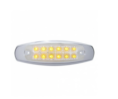 12 LED rectangular clearance/marker light with amber/clear lens and chrome bezel for semi trucks