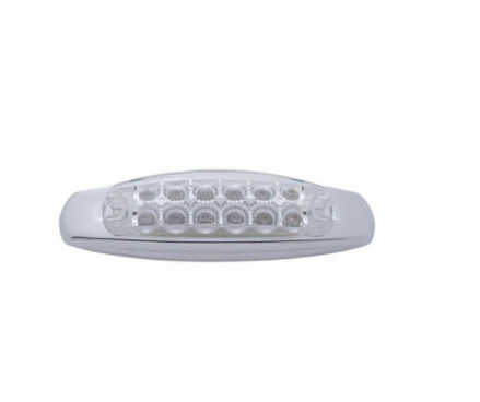 12 LED rectangular clearance/marker light with amber/clear lens and chrome bezel for semi trucks