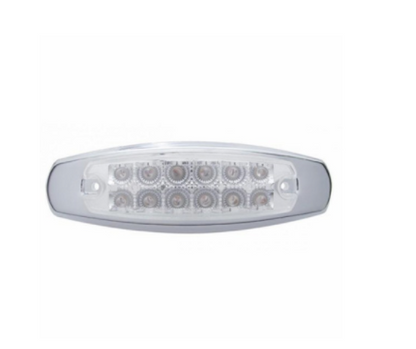 12 LED rectangular clearance/marker light with amber/clear lens and chrome bezel for semi trucks