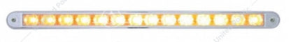 12" amber LED auxiliary warning light bar with chrome bezel, clear lens, 14 LEDs, adjustable mount