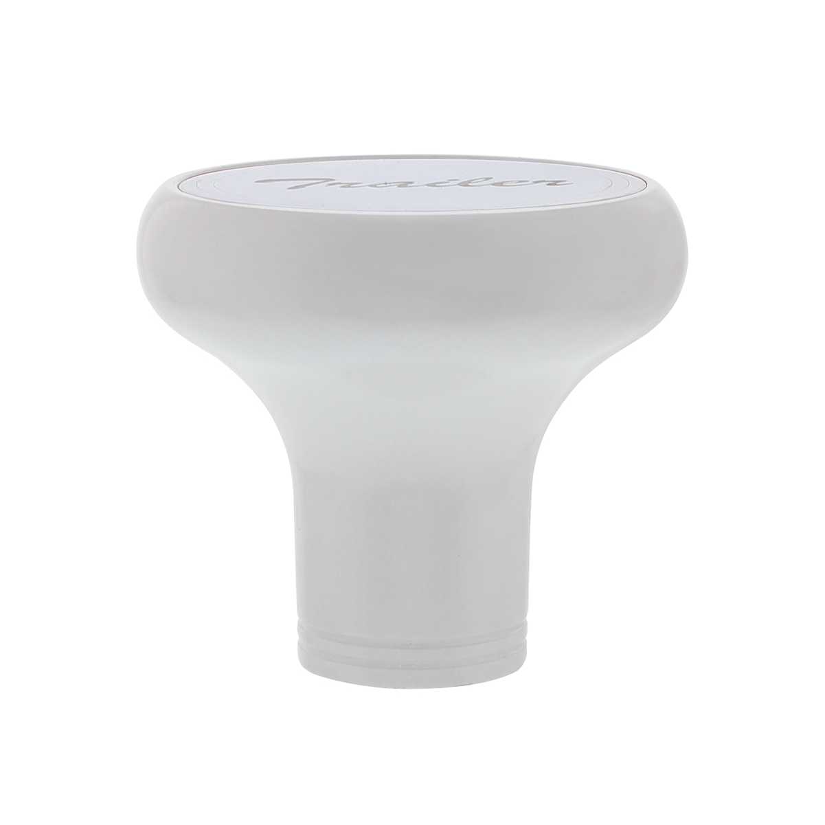 Deluxe Aluminum Screw-On Air Valve Knob W/ Stainless Trailer Plaque Pearl White - 22957