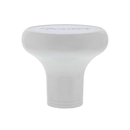 Deluxe Aluminum Screw-On Air Valve Knob W/ Stainless Trailer Plaque Pearl White - 22957