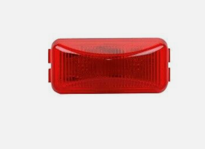 1" x 2" rectangular red LED marker light with 3 diodes, 12V, compact and durable for semi-trucks and trailers.