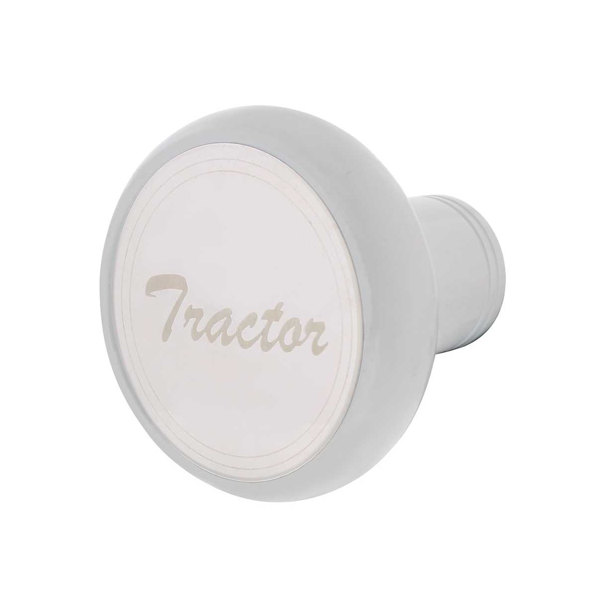 Deluxe Aluminum Screw-on Air Valve Knob W/ Stainless Tractor Plaque Pearl White - 22956