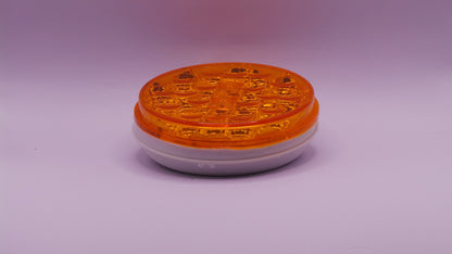 4"Stop,Turn &Tail Sealed Flashing  32 LED Amber 12/24V Flat  Base  Reflective with Grommet And Pigtail Kit  -  8071ERA