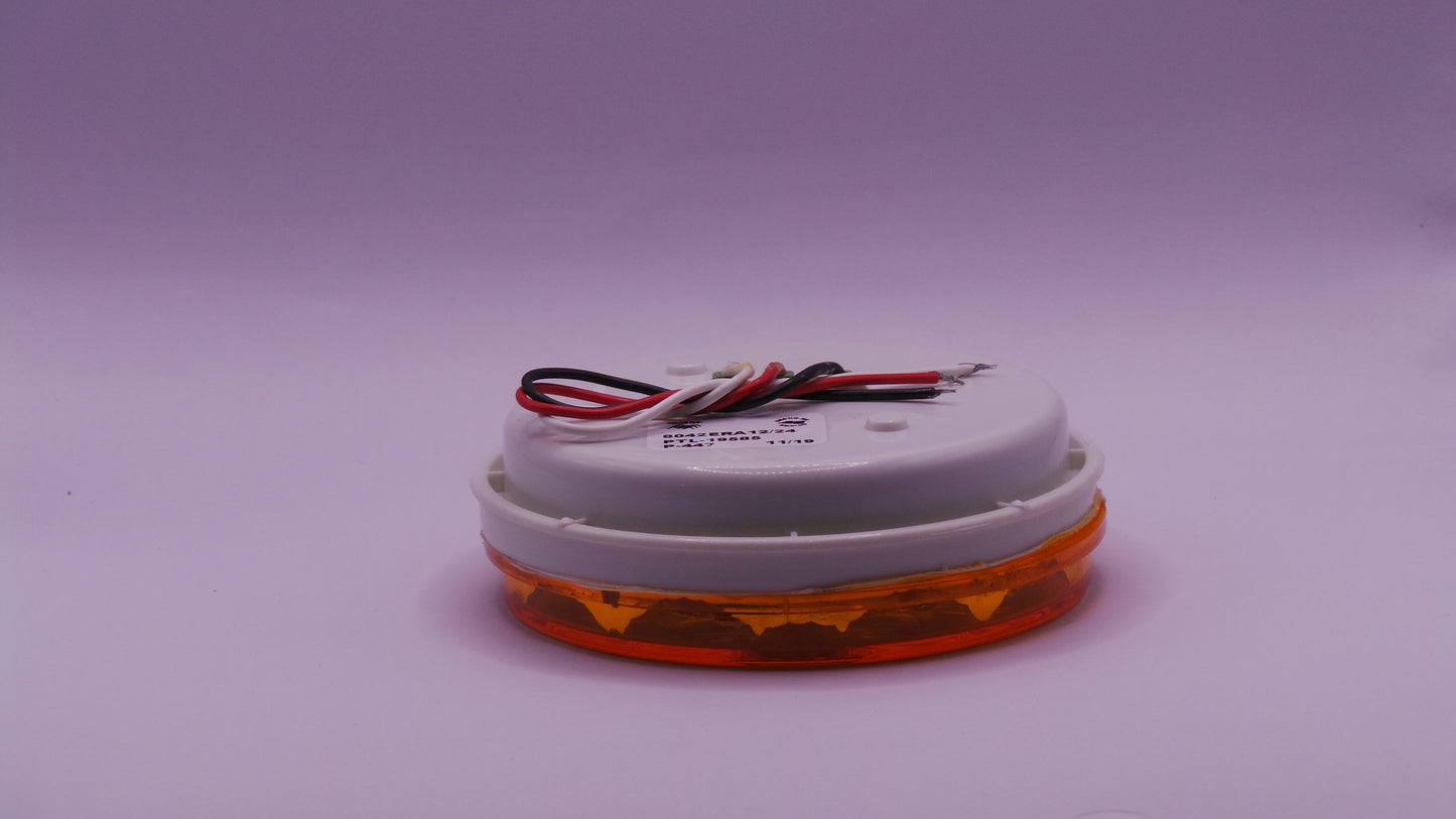4"Stop,Turn &Tail Sealed Flashing  32 LED Amber 12/24V Flat  Base  Reflective with Grommet And Pigtail Kit  -  8071ERA