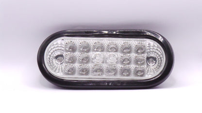 6" Oval Back-Up  Fixed 20 Led Light Clear Reflective Flashing 12/24V with Grommet Direct Pigtail  -  8041-2ERC