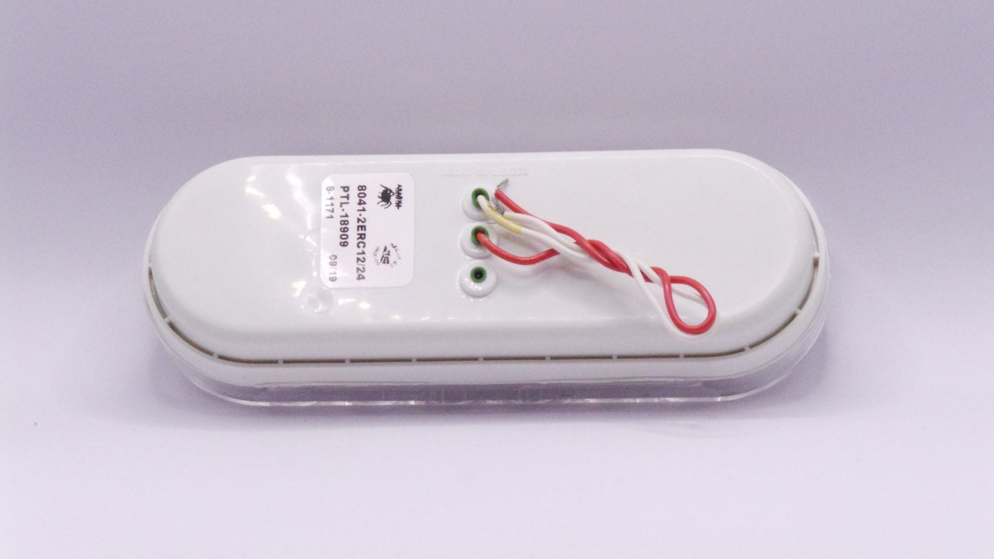 6" Oval Back-Up  Fixed 20 Led Light Clear Reflective Flashing 12/24V with Grommet Direct Pigtail  -  8041-2ERC