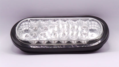 6" Oval Back-Up  Fixed 20 Led Light Clear Reflective Flashing 12/24V with Grommet Direct Pigtail  -  8041-2ERC