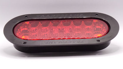 6" Oval Stop,Turn &Tail Flashing 20 Led Light  Red Reflective  12/24V with Black  Bezel And Direct Pigtail  -  8041ERR