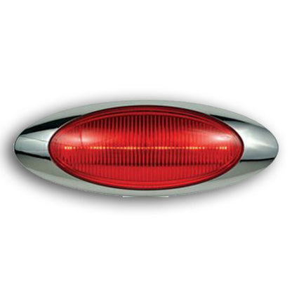 Oval Clearance & Side Marker 4 LED Light Red w/Chrome Bezel & Pigtail Kit  -  8038CR