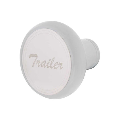 Deluxe Aluminum Screw-On Air Valve Knob W/ Stainless Trailer Plaque Pearl White - 22957