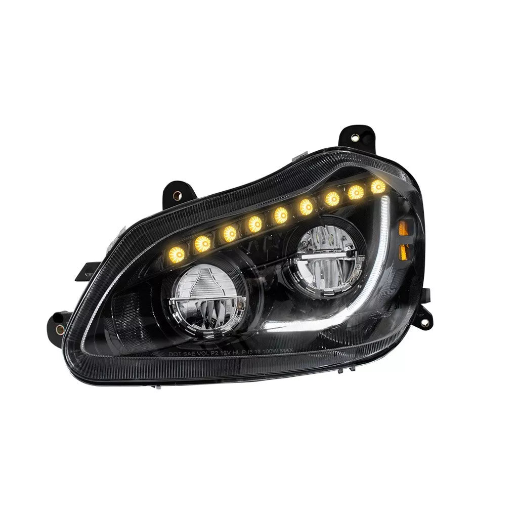 High Power 45 LED Blackout Headlight w/ Sequential Turn Signal for 2013-2021 Kenworth T680 Driver Side - 35891