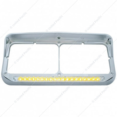 19 LED Rectangular Dual Headlight Bezel with Visor in Amber - 32347