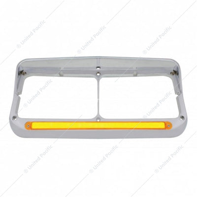 24 Led Rectangular Dual Headlight Bezel with Visor & GLO Light Amber Led Amber Lens  -  32700