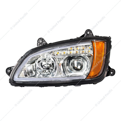 Chrome Projection Headlight with LED Turn Signal & Position Light for 2008-2017 Kenworth T660 - Driver - 32779