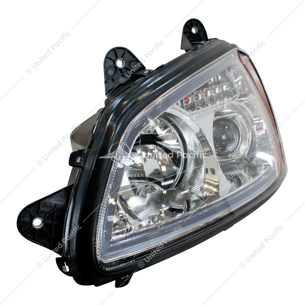 Chrome Projection Headlight with LED Turn Signal & Position Light for 2008-2017 Kenworth T660 - Driver - 32779