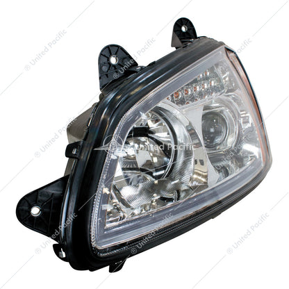 Chrome Projection Headlight with LED Turn Signal & Position Light for 2008-2017 Kenworth T660 - Driver - 32779