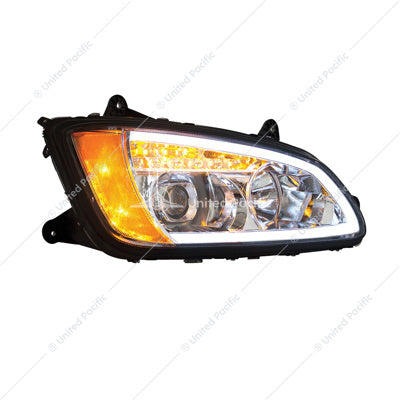 Chrome Projection Headlight With LED Turn Signal & Position Light For 2008-2017 Kenworth T660 - Passenger -  32780