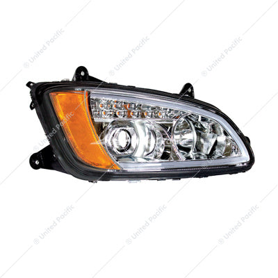 Chrome Projection Headlight With LED Turn Signal & Position Light For 2008-2017 Kenworth T660 - Passenger -  32780