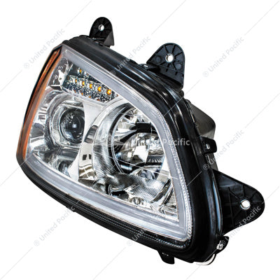 Chrome Projection Headlight With LED Turn Signal & Position Light For 2008-2017 Kenworth T660 - Passenger -  32780