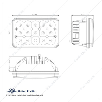 15 High Power LED Rectangular Work Light - 34124