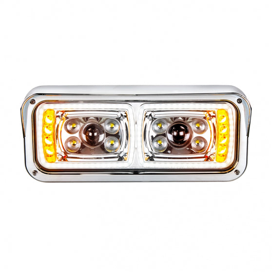 10 High Power LED Chrome Projection Headlight w/ LED Turn Signal & Position Light Bar Driver Side  - 35823