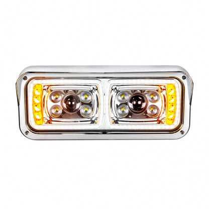 10 High Power LED Chrome Projection Headlight w/ LED Turn Signal & Position Light Bar Driver Side  - 35823