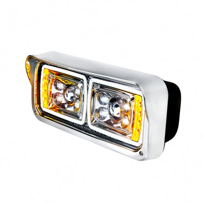 10 High Power LED Chrome Projection Headlight w/ LED Turn Signal & Position Light Bar Driver Side  - 35823