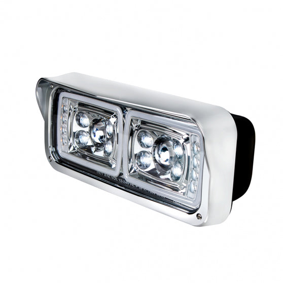10 High Power LED Chrome Projection Headlight w/ LED Turn Signal & Position Light Bar Driver Side  - 35823