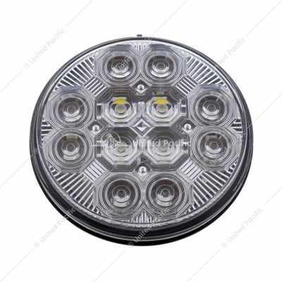 4" Round Combo Light With 12 LED Stop, Turn & Tail & 16 LED Back-Up - Red LED/Clear Lens  -  36608