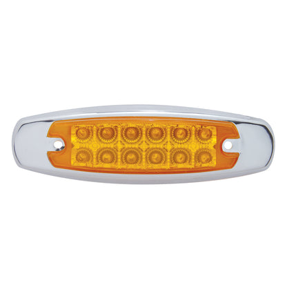 12 LED Reflector Rectangular Light with Bezel (Clearance/Marker) Amber LED/Amber Lens -  38305