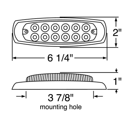 12 LED Reflector Rectangular Light with Bezel (Clearance/Marker) Amber LED/Amber Lens -  38305