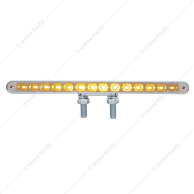 14 LED Amber/ Red Chrome Plastic 12 Inch Double Face Light Bar Clear Lens  -  39205