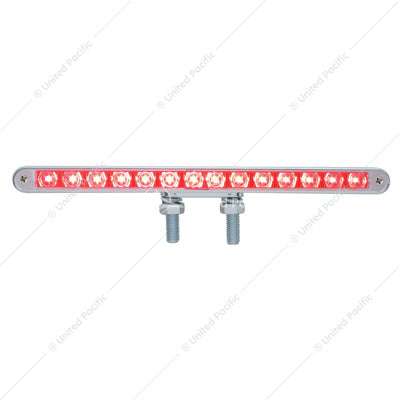 14 LED Amber/ Red Chrome Plastic 12 Inch Double Face Light Bar Clear Lens  -  39205